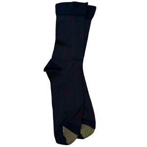 1 Pair Vintage Gold Toe Men's Herringbone Gray & Black Nylon Dress Socks Mens*